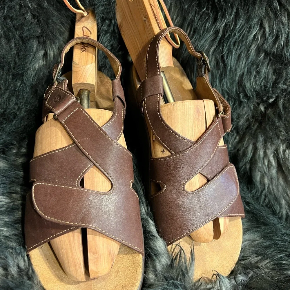 SAS Brown Leather Sandals Women’s sz11 made in USA - Picture 3 of 11